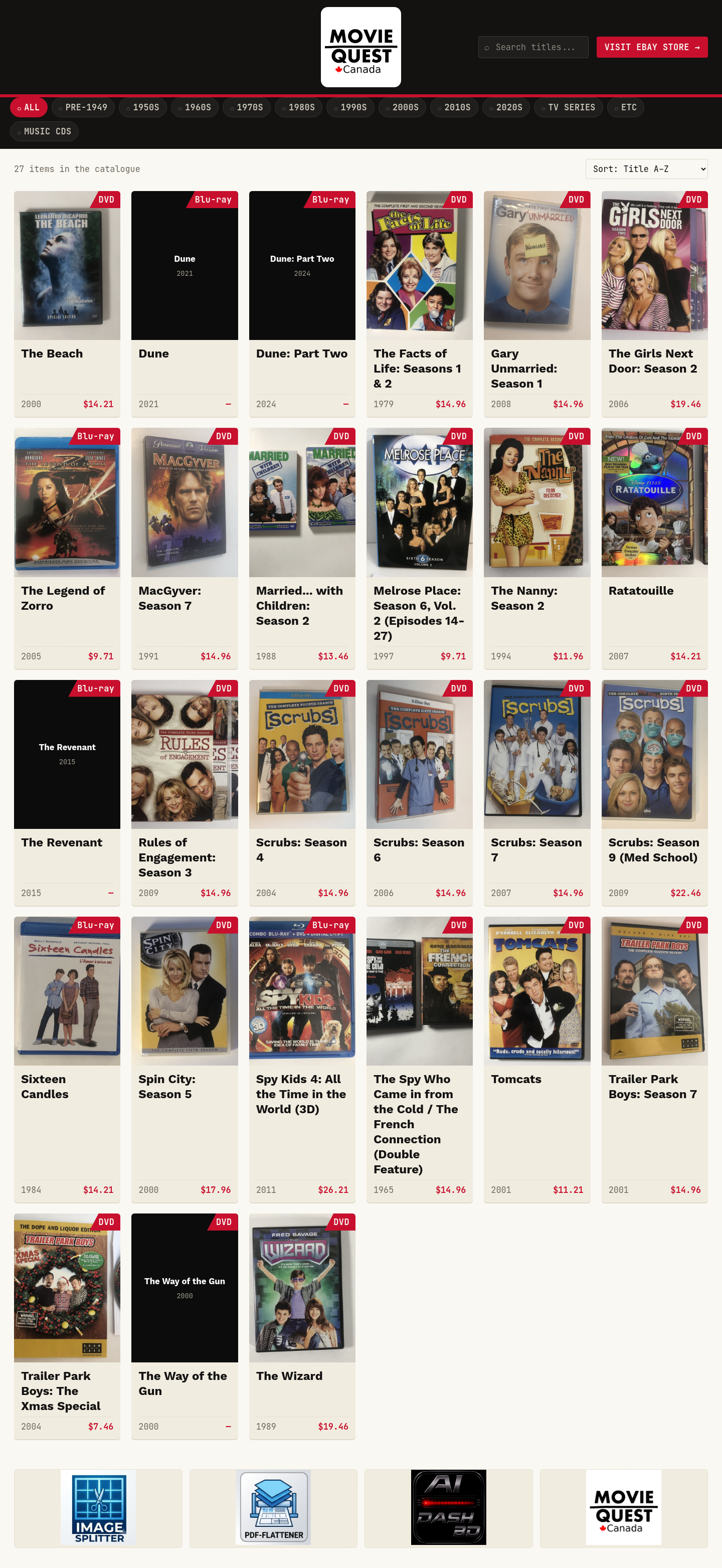 Features section of moviequest.ca