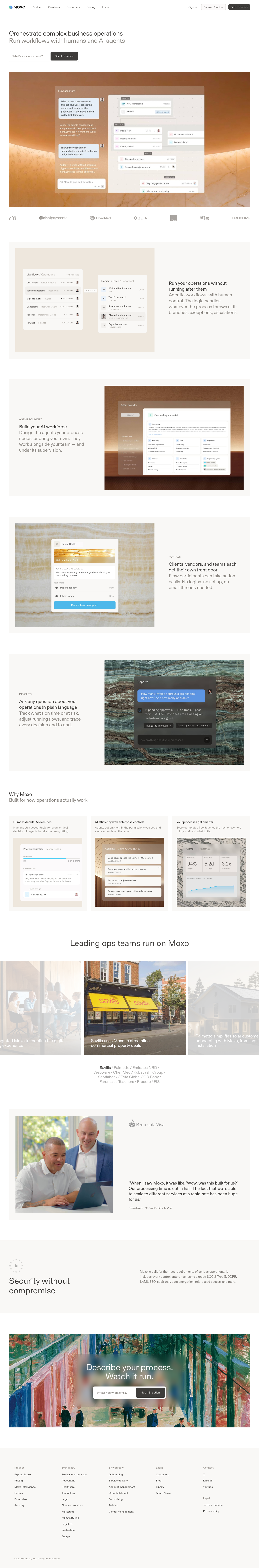 Nav section of moxo.com