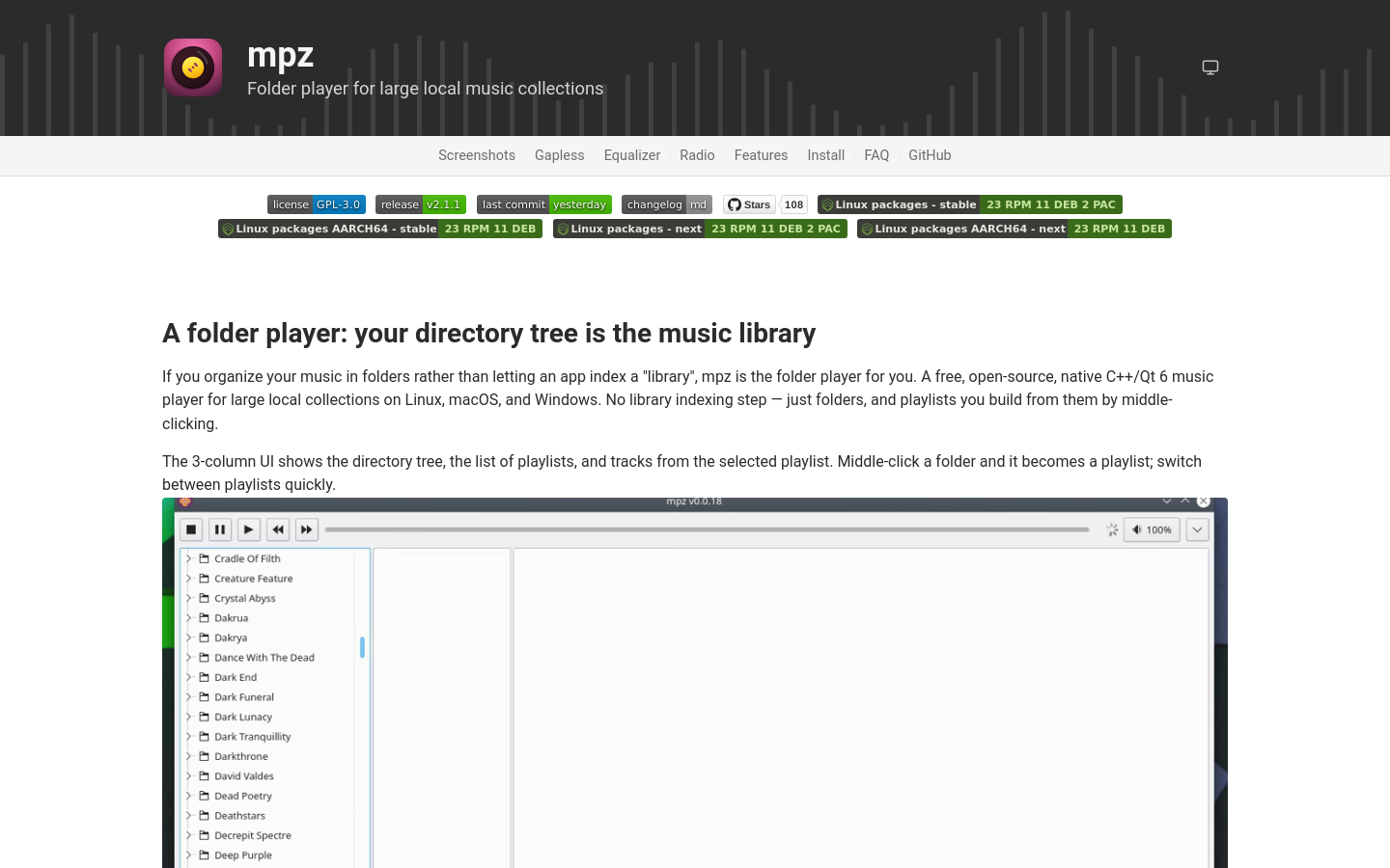 Above-the-fold capture of mpz-player.org