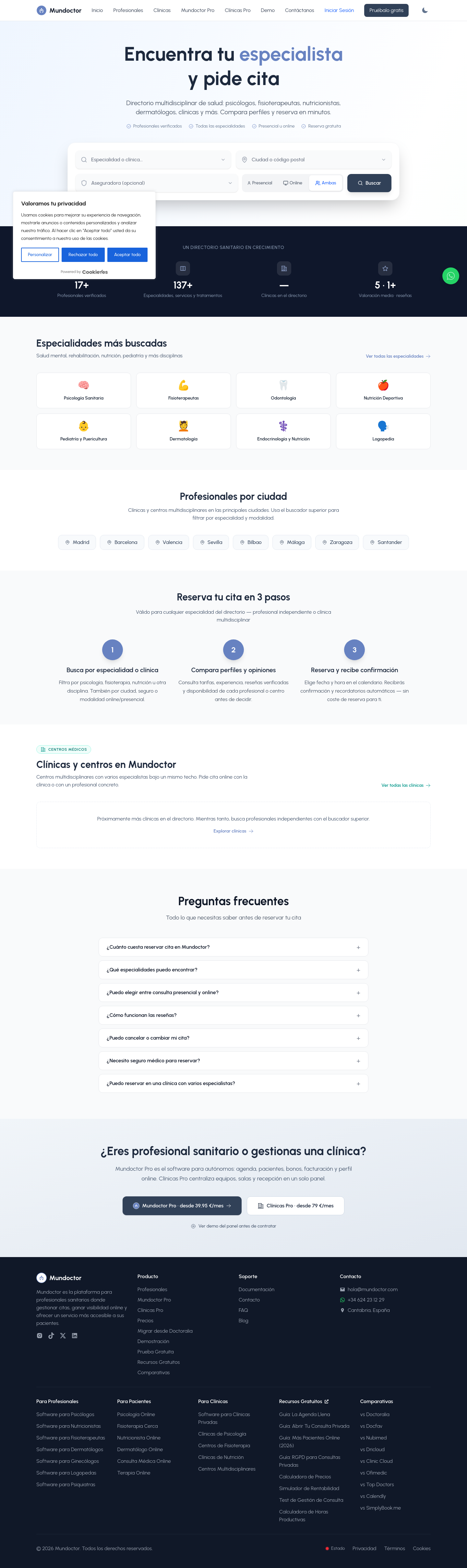 Nav section of mundoctor.com