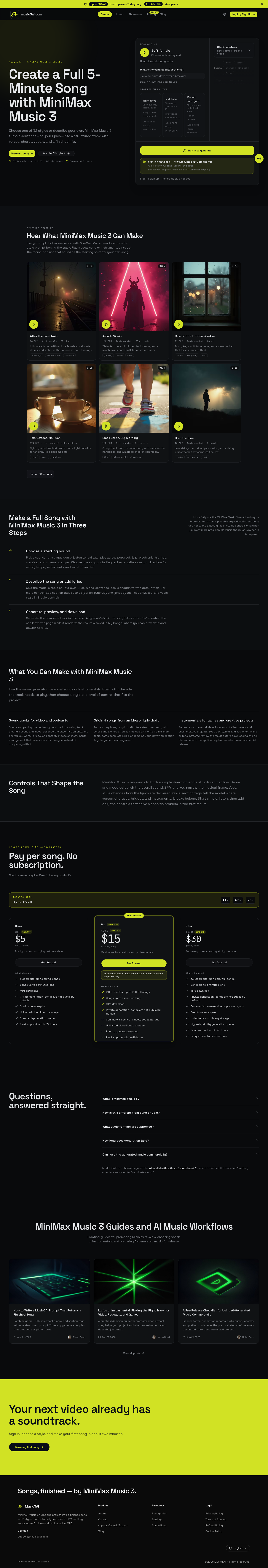 Nav section of music3ai.com