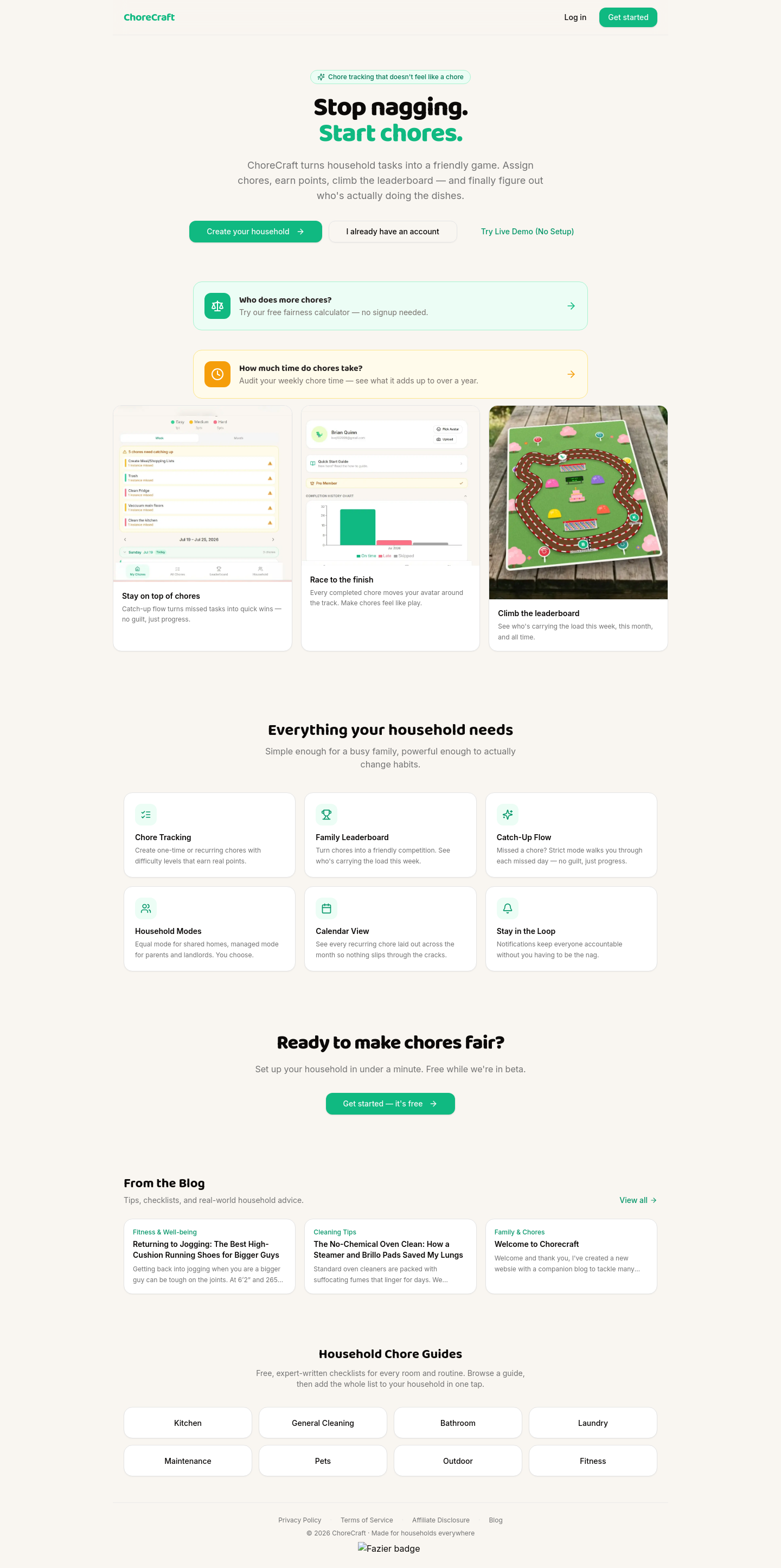 Features section of mychorecraft.com