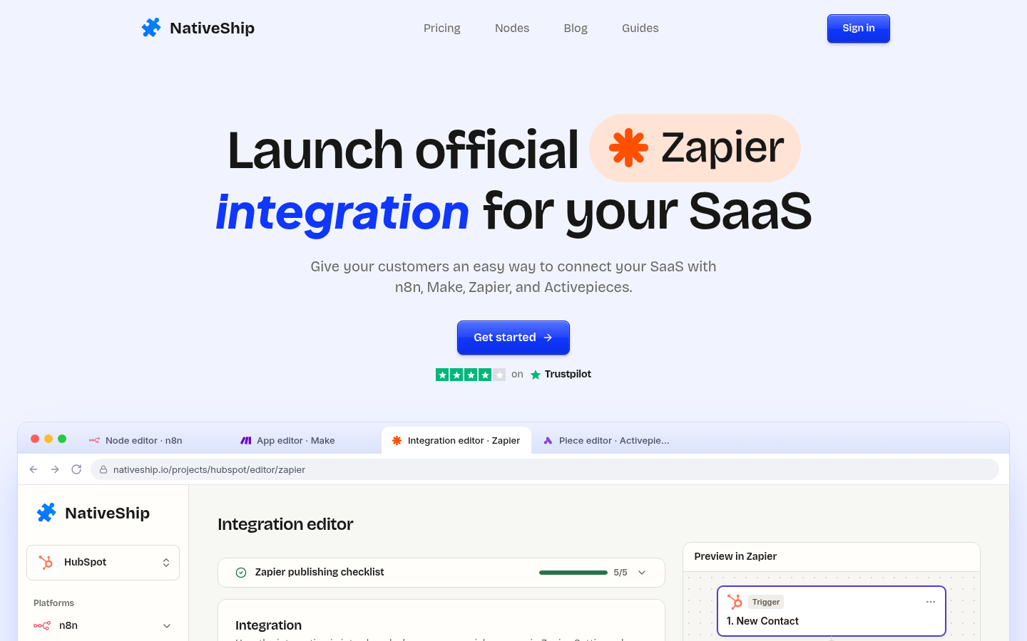nativeship.io Homepage / Lander capture, where it does this