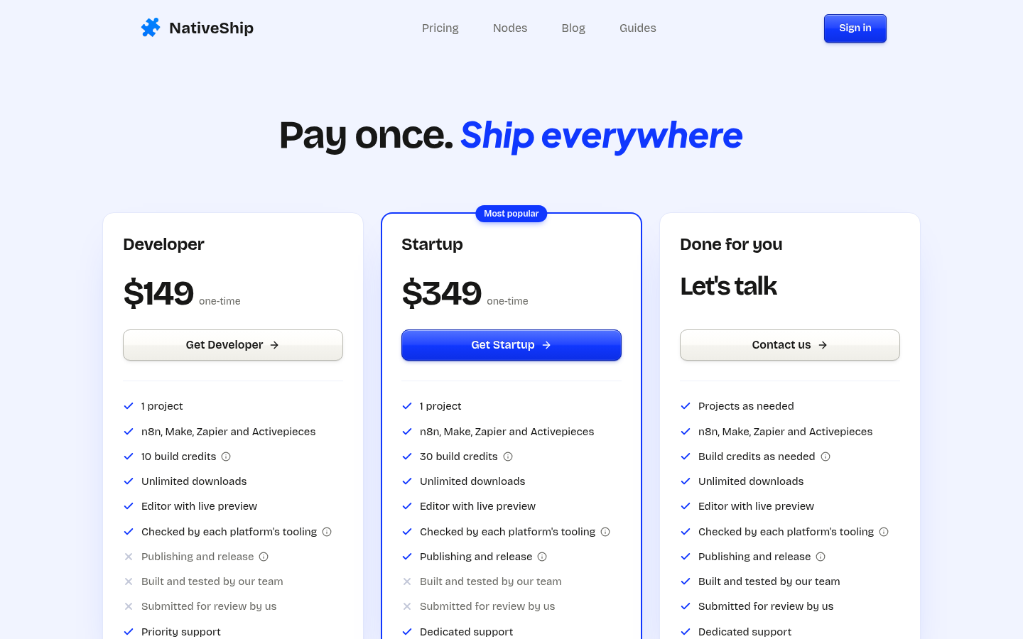 nativeship.io Pricing capture, where it does this