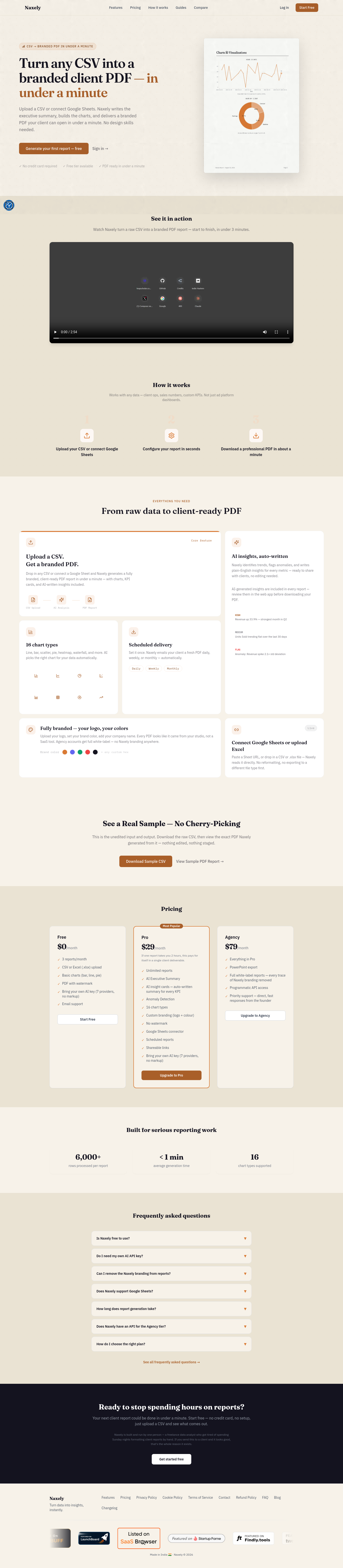 naxely.com — Hero + Logo Wall + Pricing + FAQ