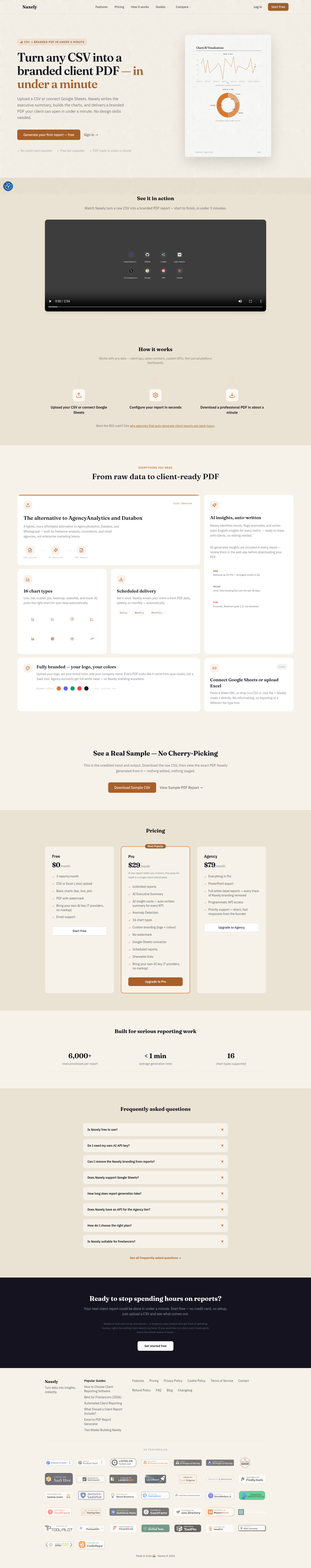 naxely.com — Hero + Logo Wall + Pricing + FAQ