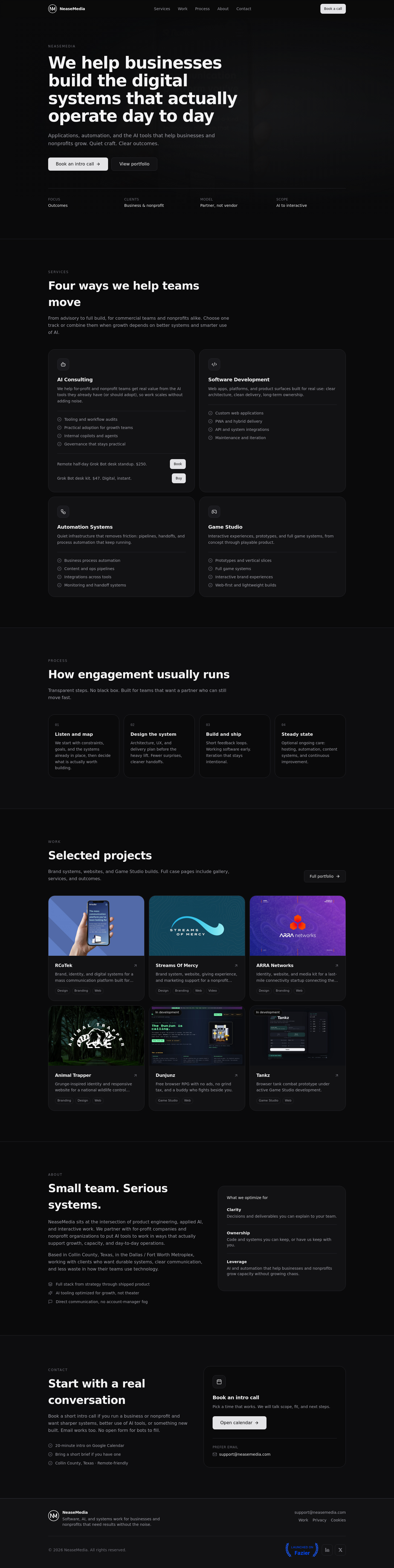 Nav section of neasemedia.com