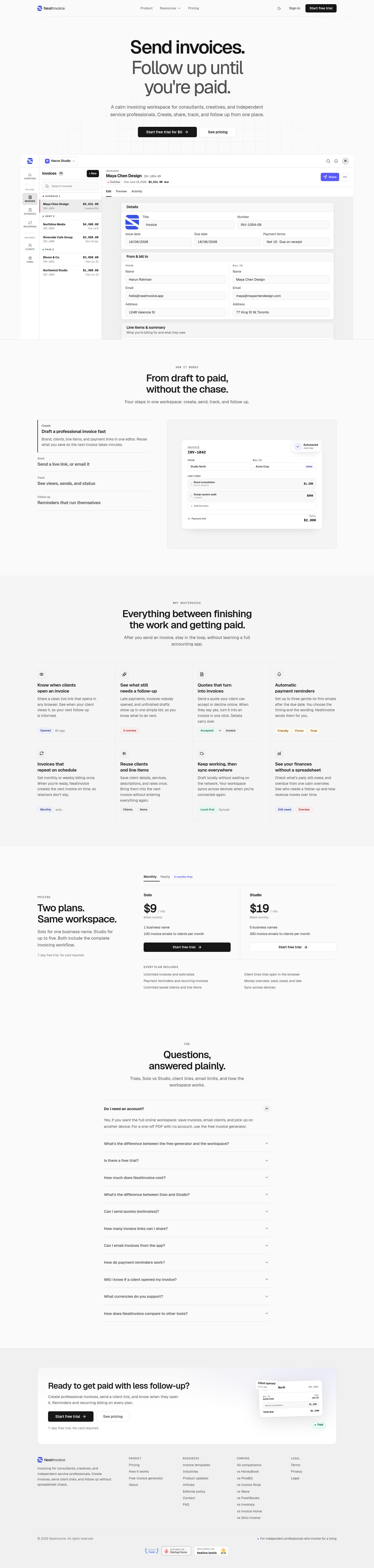 neatinvoice.app — The Pricing Page