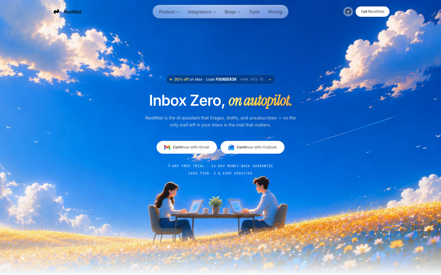 Above-the-fold capture of neatmail.app