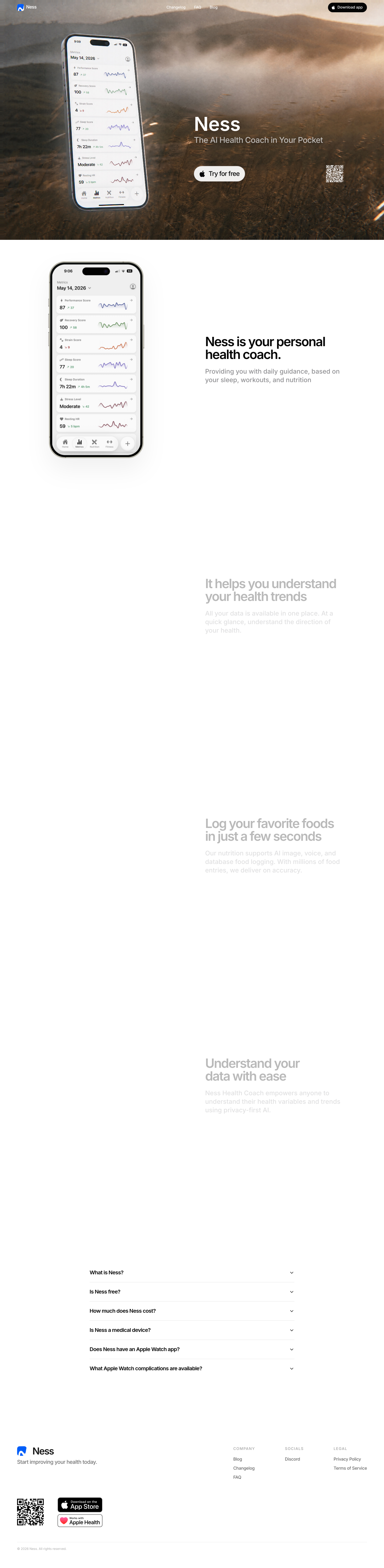 Nav section of ness-health.com