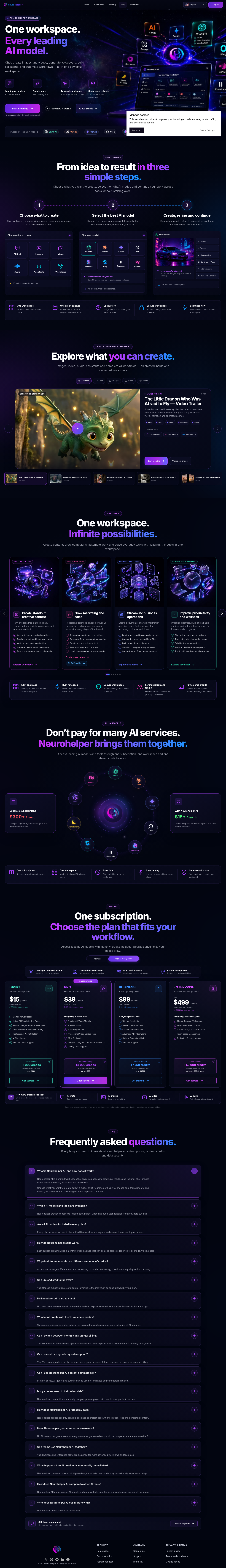neurohelper.ai — Hero + Pricing