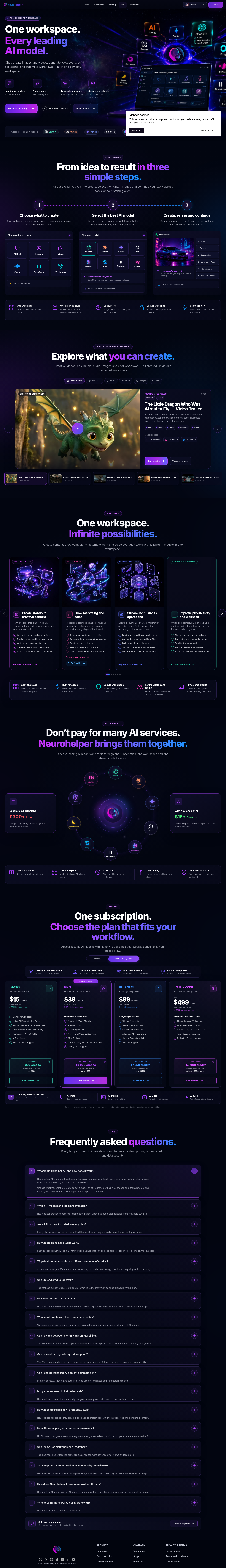 neurohelper.ai — Hero + Pricing