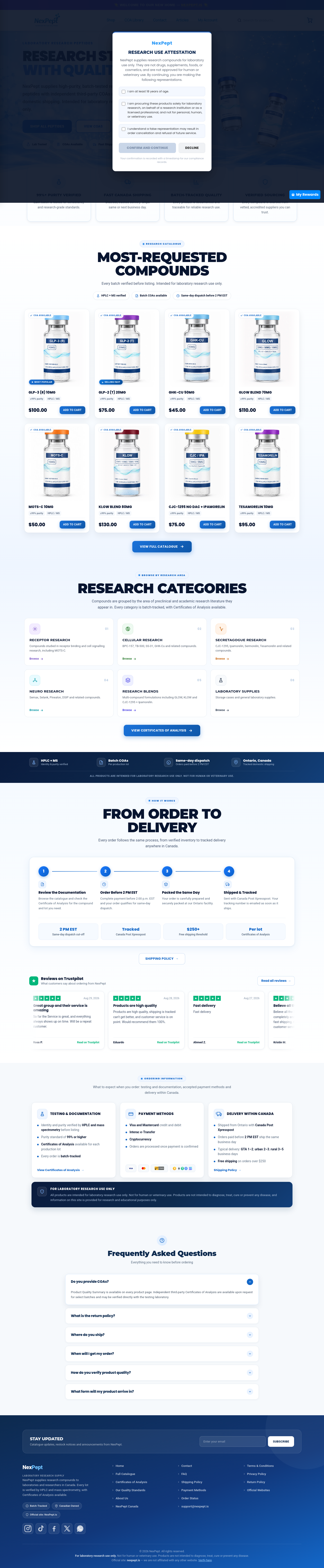 Nav section of nexpept.is