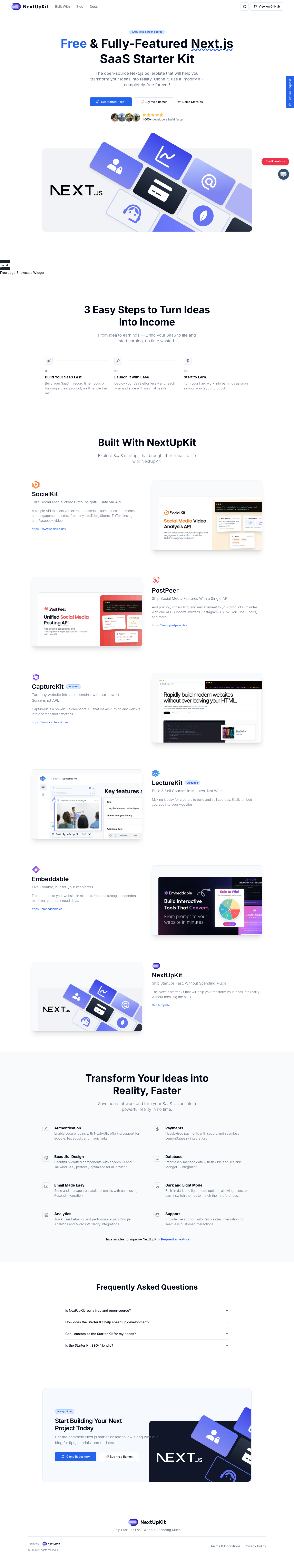 Nav section of nextupkit.com
