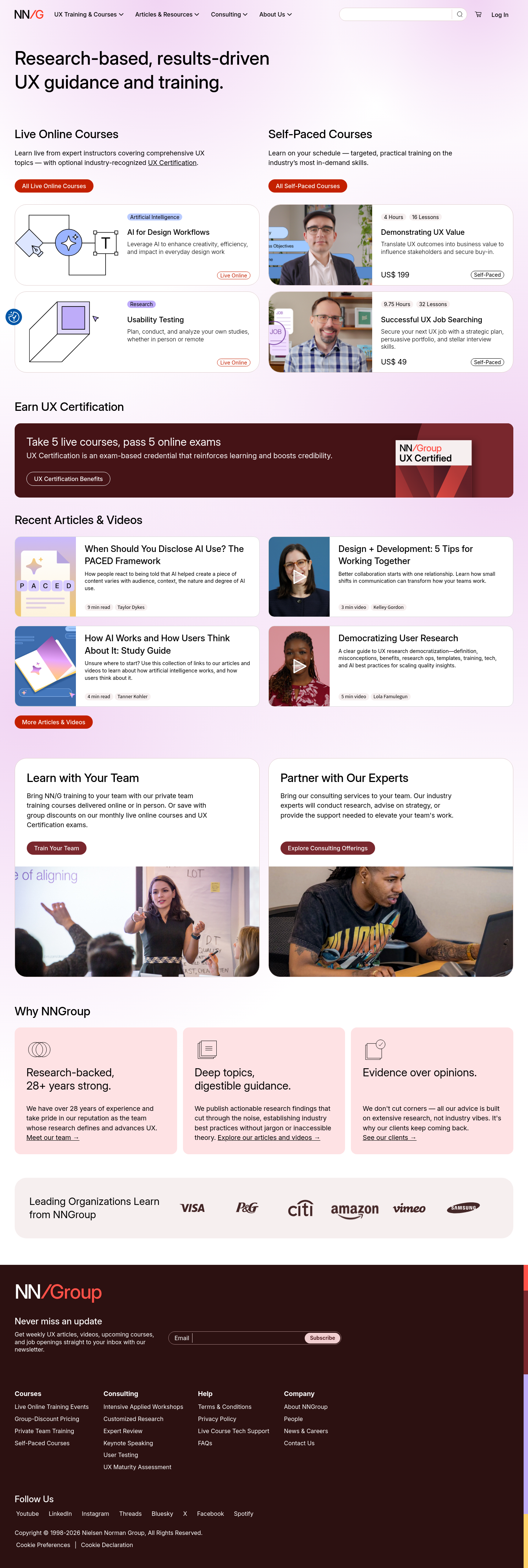 Nav section of nngroup.com