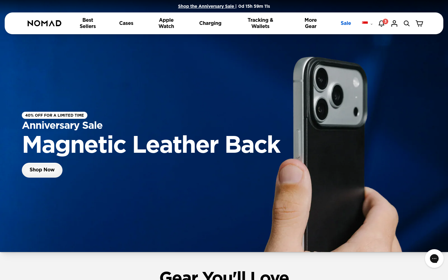 Above-the-fold capture of nomadgoods.com