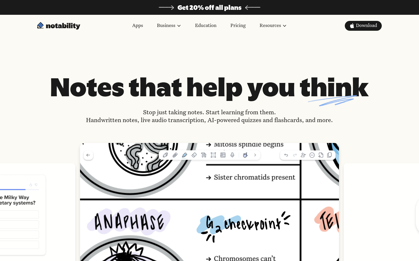 notability.com desktop capture of the first page