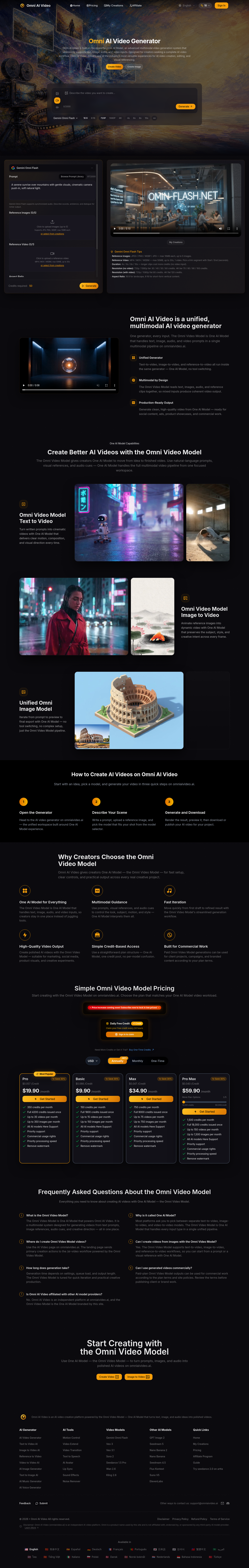 Nav section of omniaivideo.ai