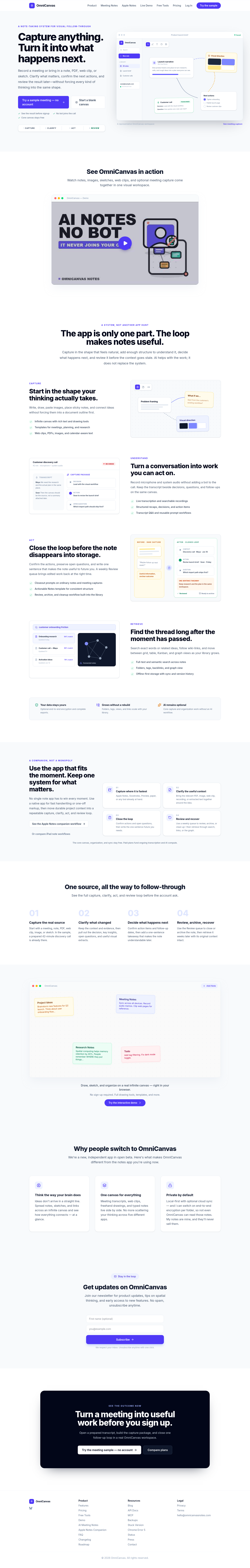 Nav section of omnicanvasnotes.com