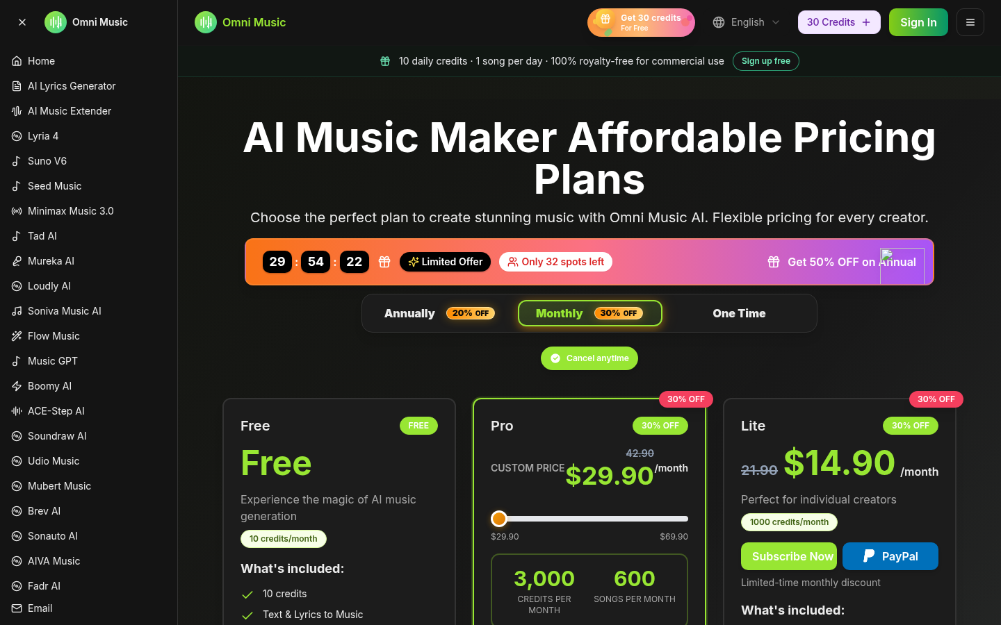 omnimusic.org Pricing capture, where it does this