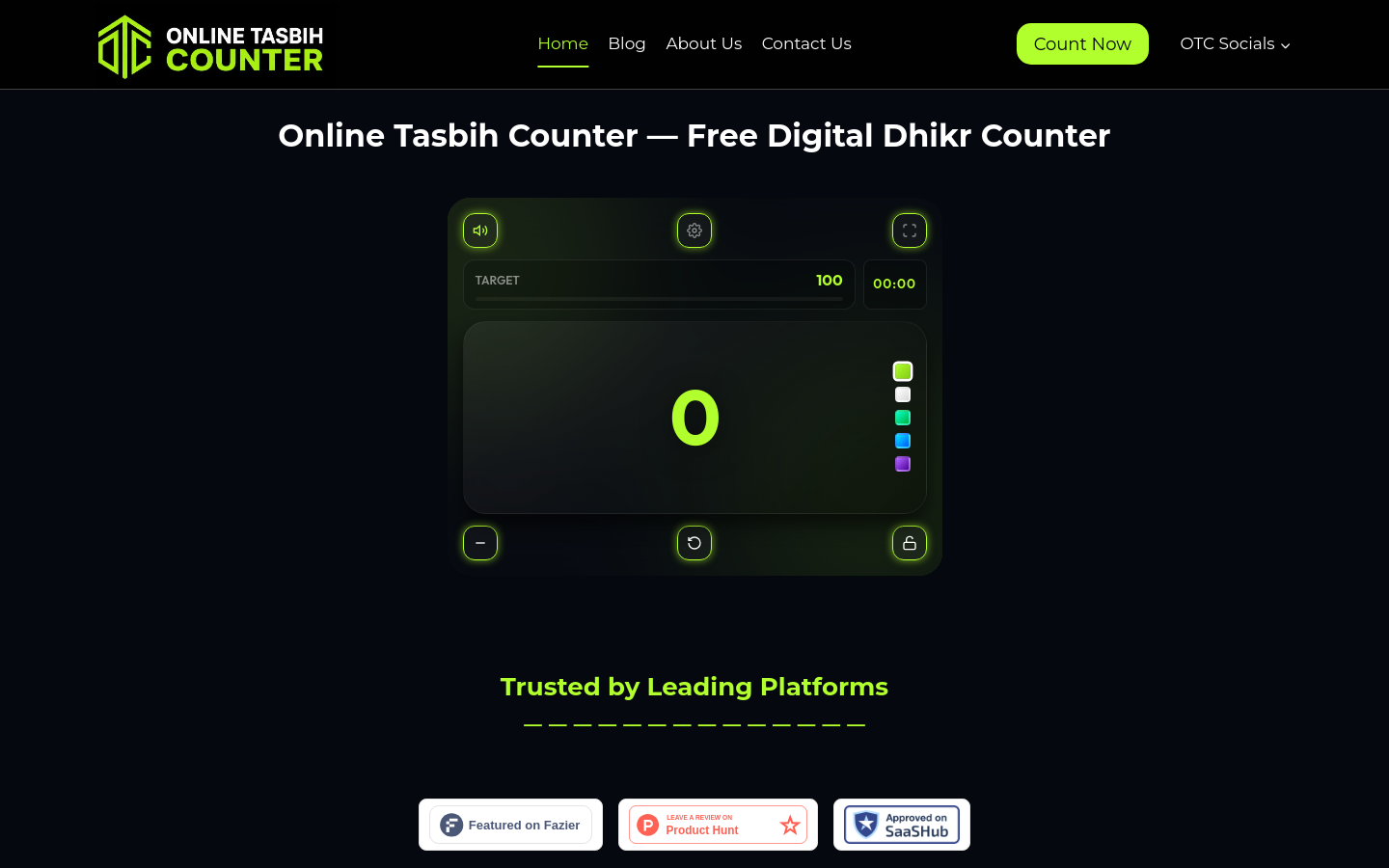 Above-the-fold capture of onlinetasbihcounter.com