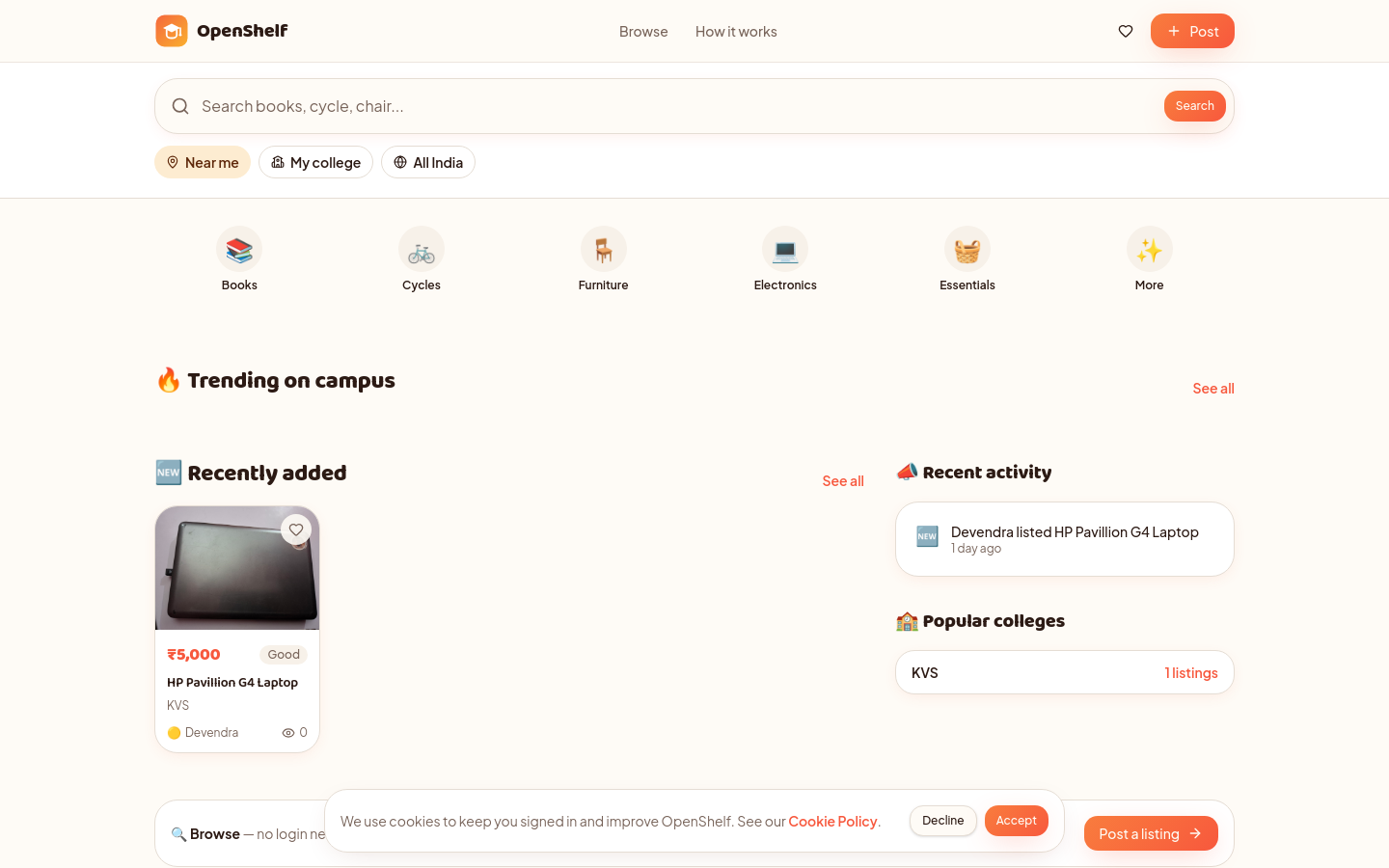 Above-the-fold capture of openshelf.dtverselabs.in
