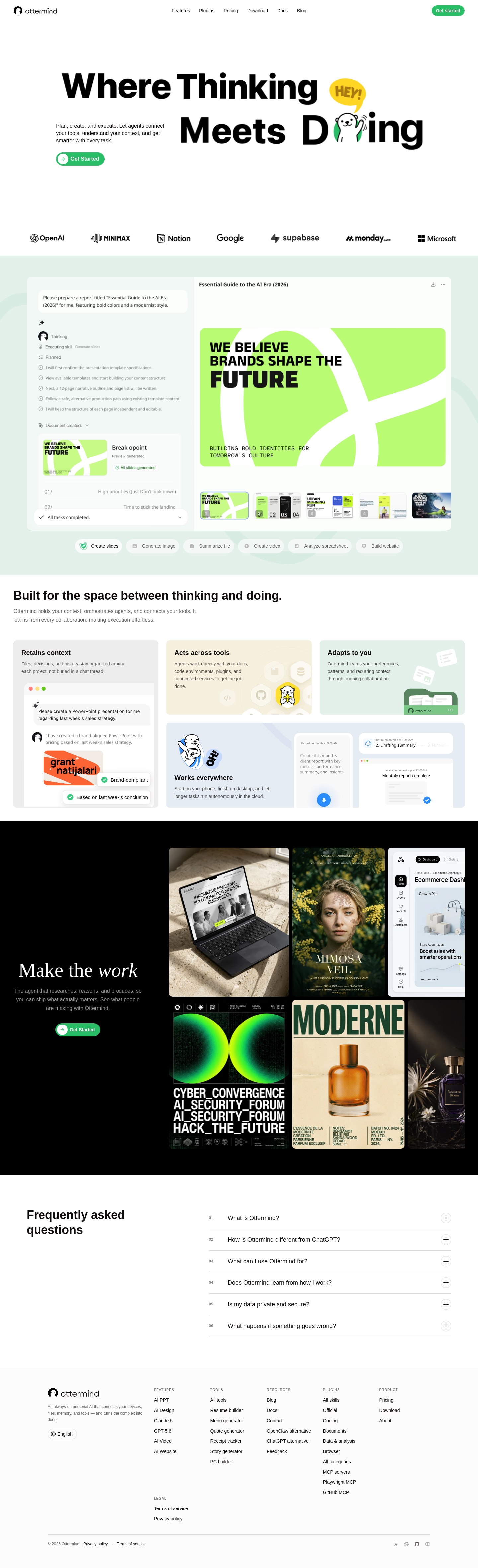 Nav section of ottermind.ai