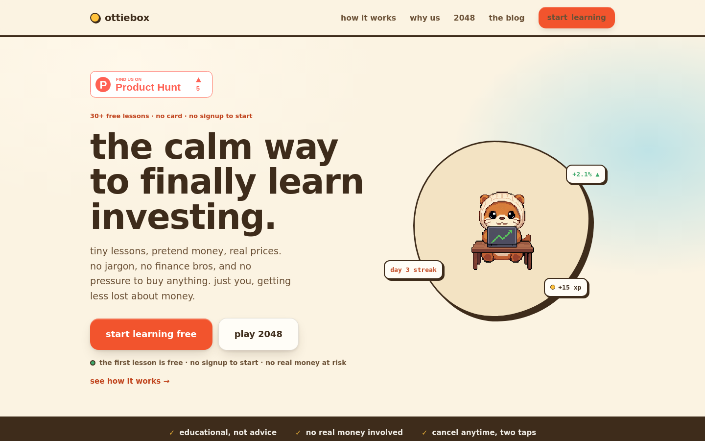 Above-the-fold capture of ottiebox.com