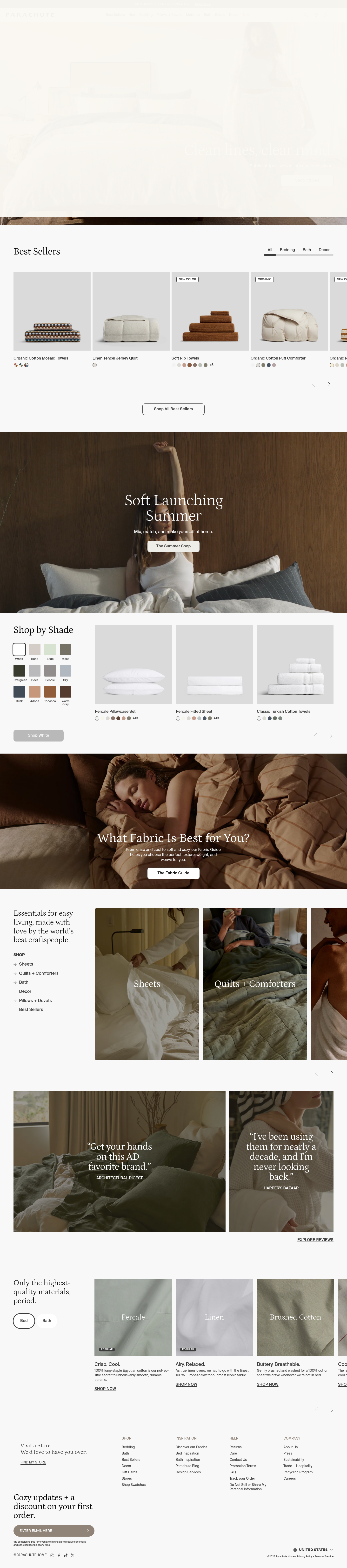 Hero section from parachutehome.com