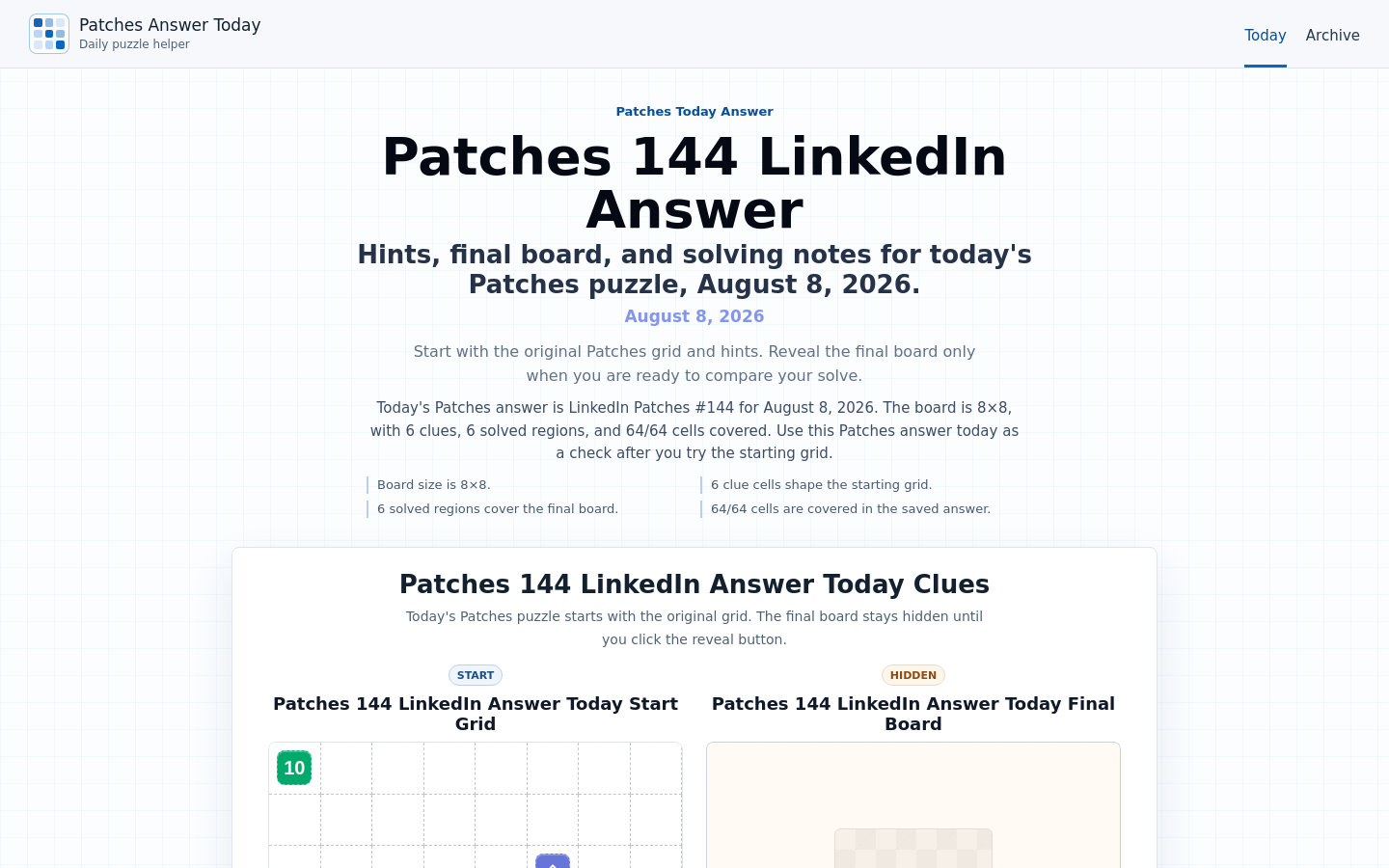 Linkedin Patches Answer