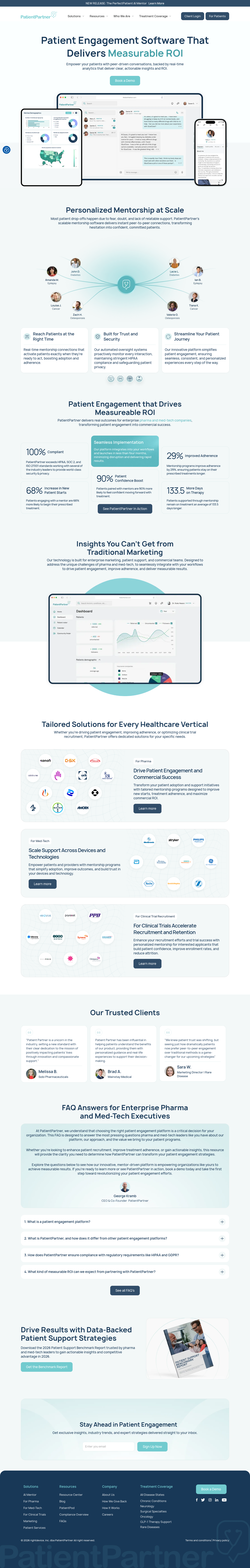 Nav section of patientpartner.com
