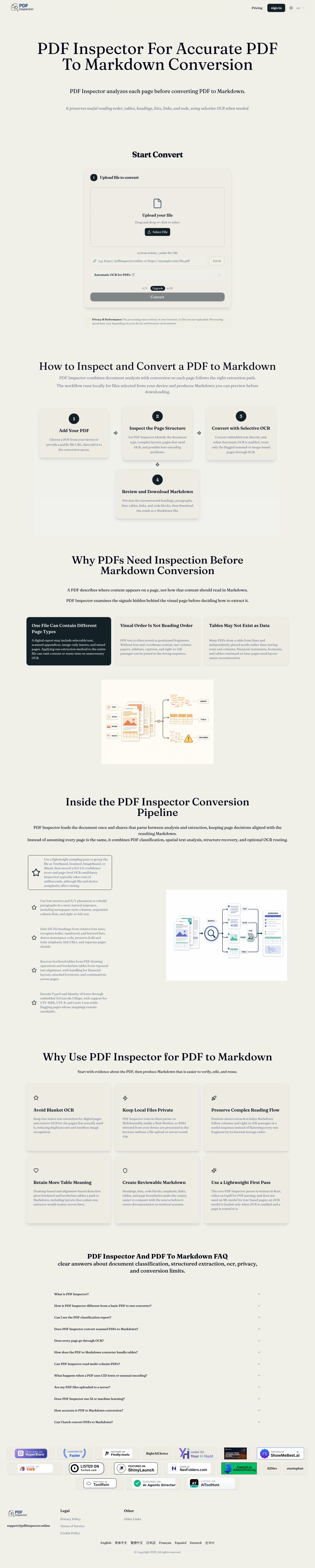 Hero section of pdfinspector.online