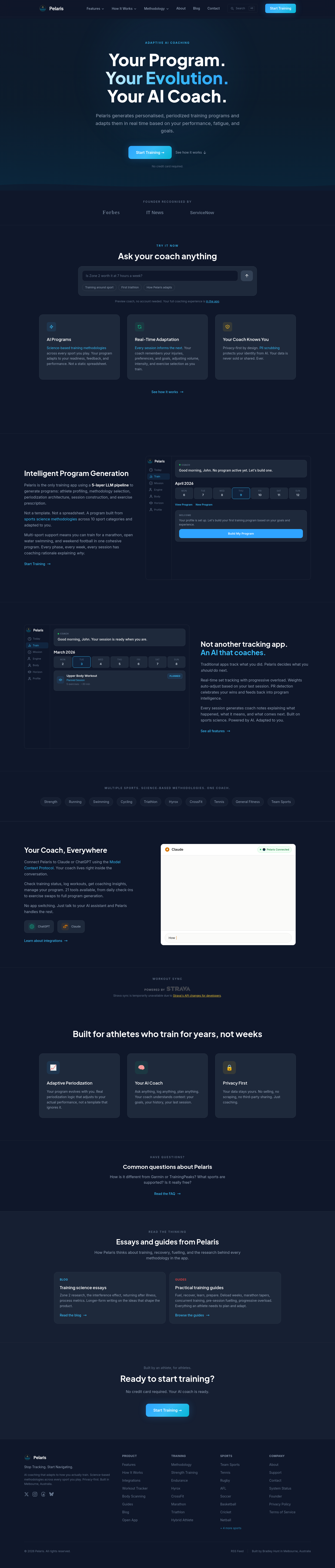 Nav section of pelaris.io