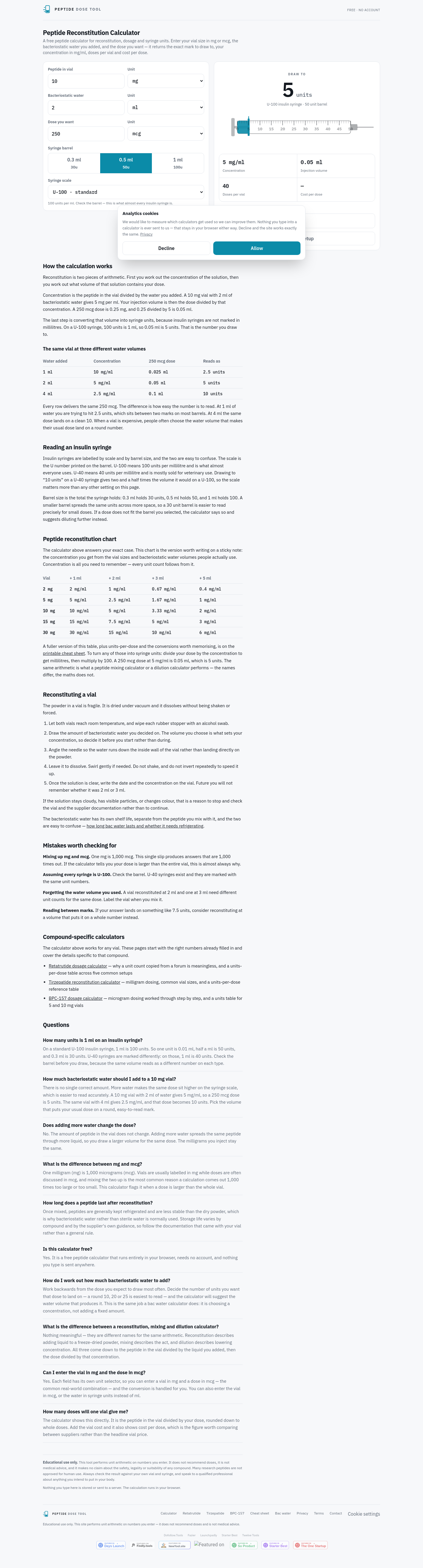 peptidedosetool.com — 