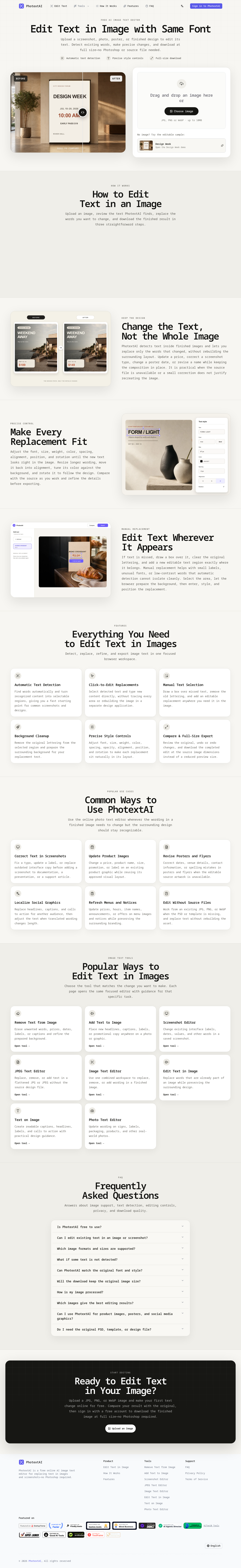 Hero section of photextai.com