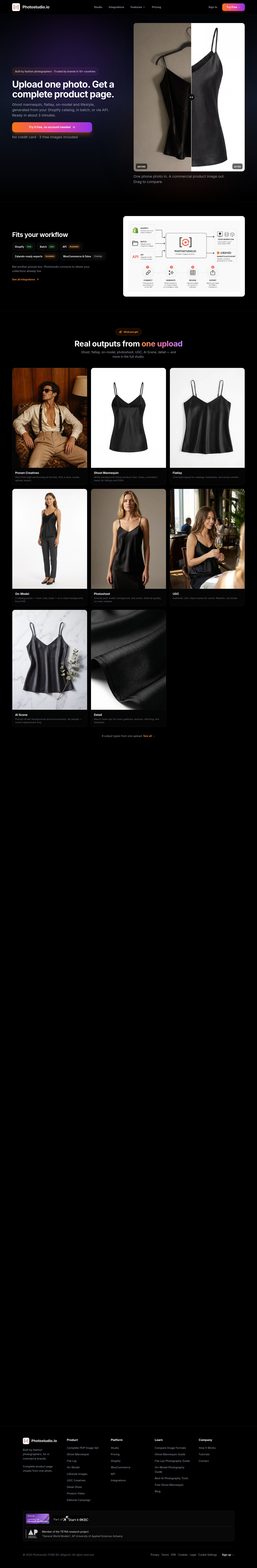 Nav section of photostudio.io