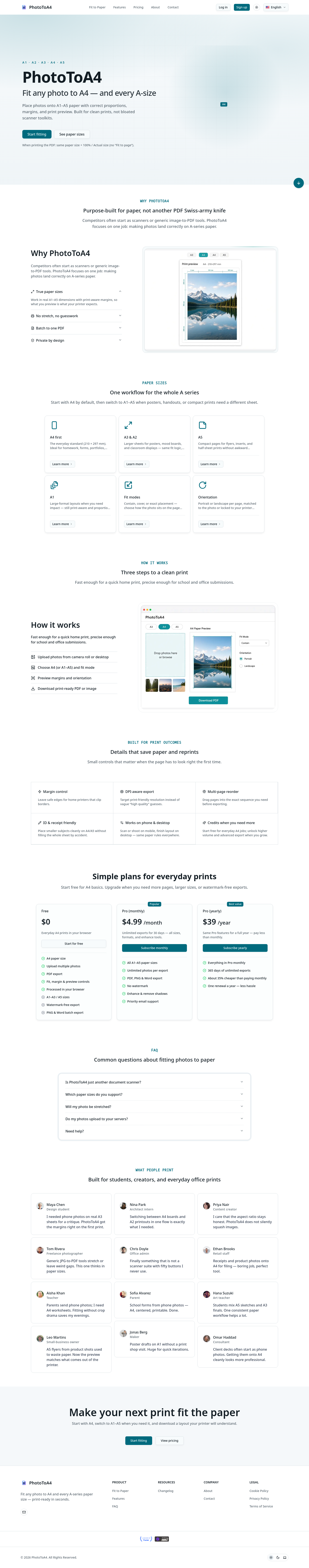 Nav section of phototoa4.com