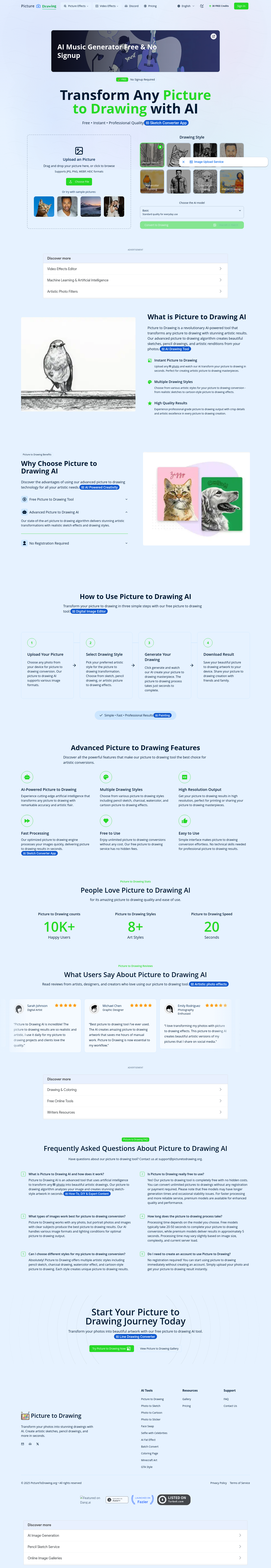 Nav section of picturetodrawing.org