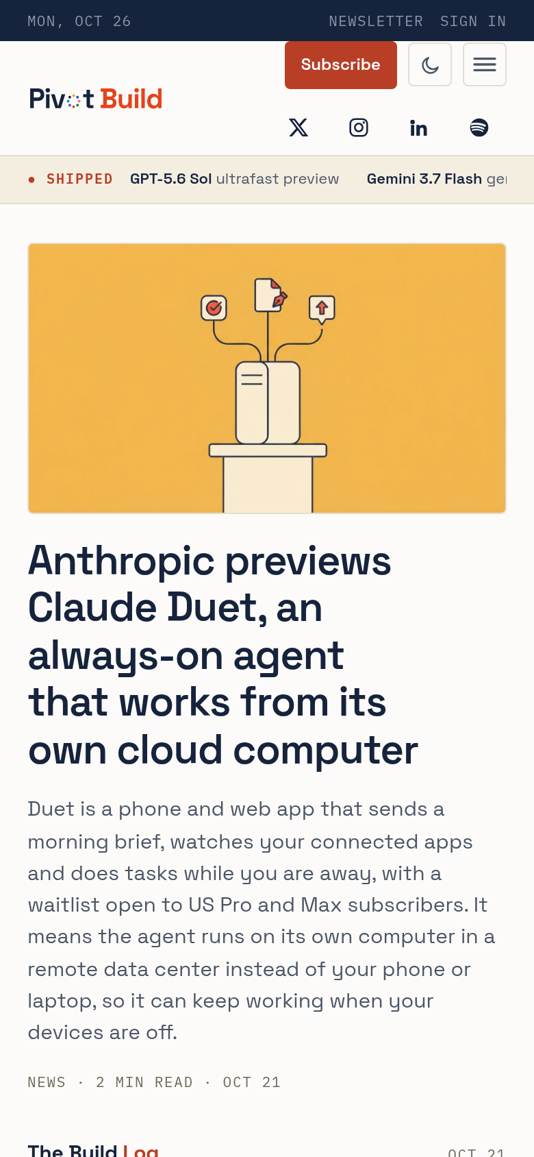 pivotbuild.ai mobile capture of the first page