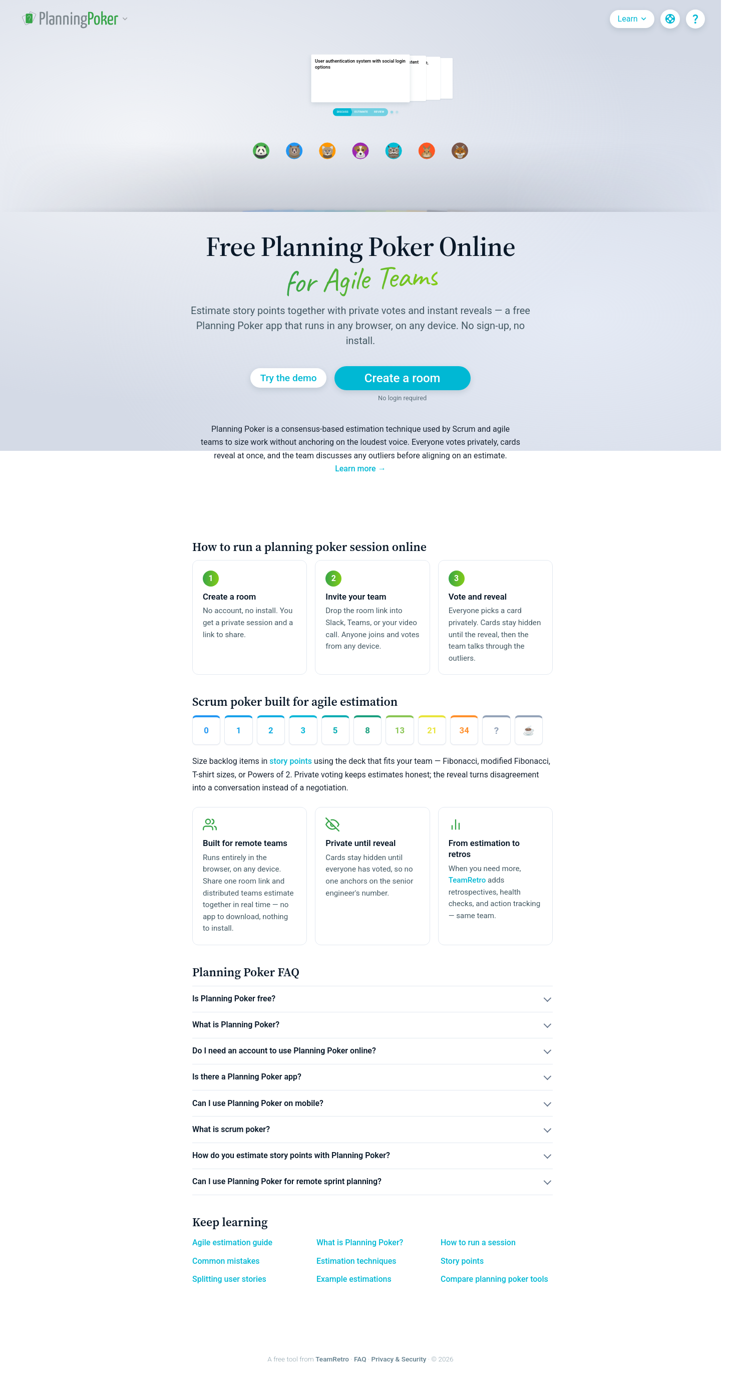 planning-poker.teamretro.com — 