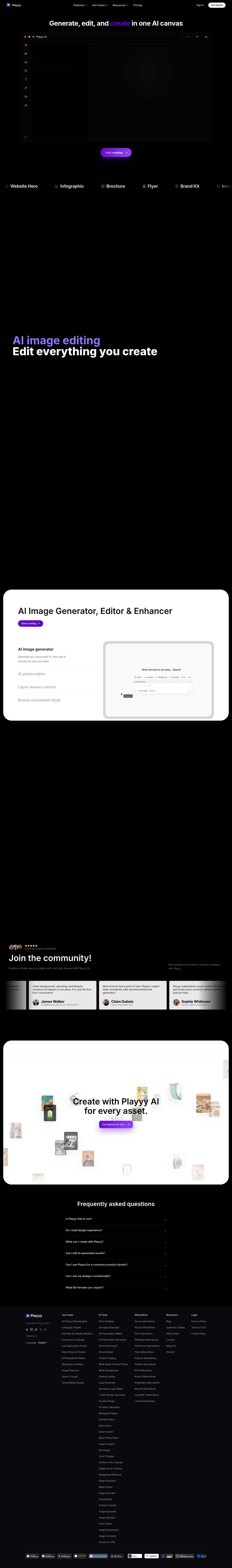 playyy.ai — Hero + Features + FAQ