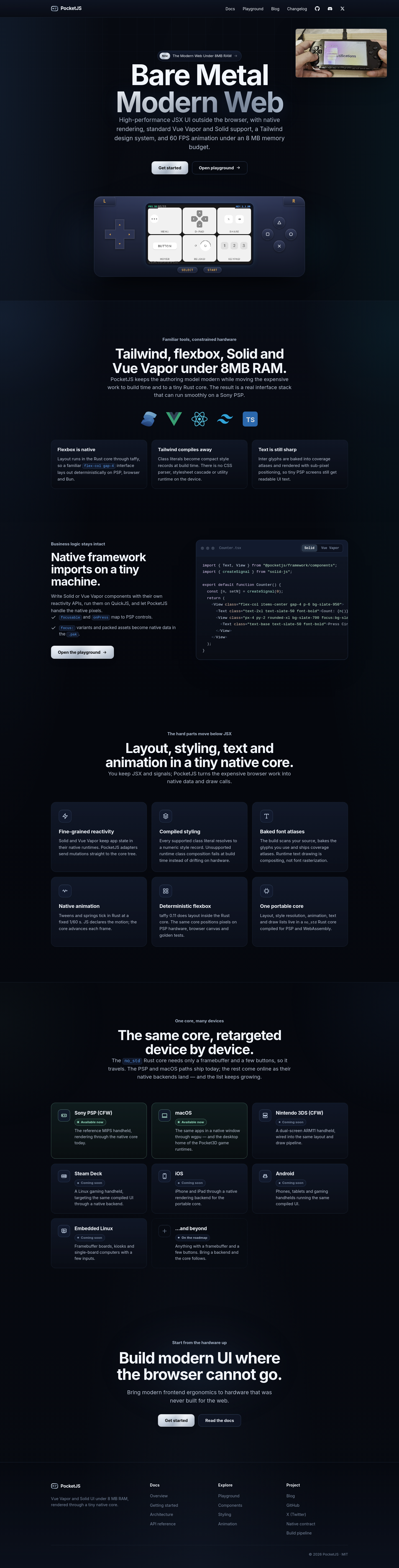 Hero section from pocketjs.dev