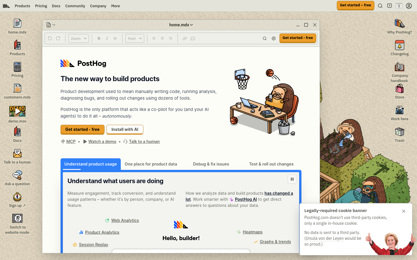 posthog.com section