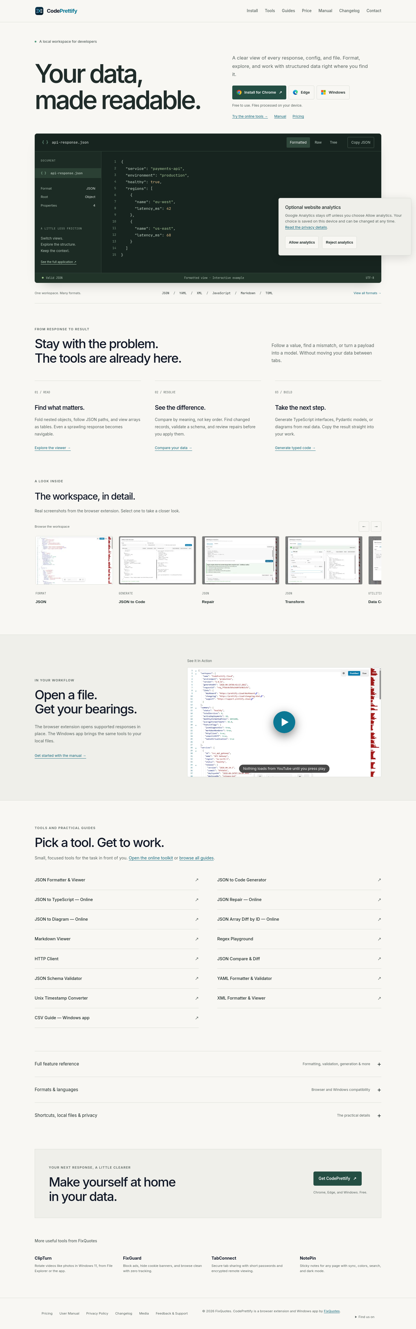 Nav section of prettify.cloud