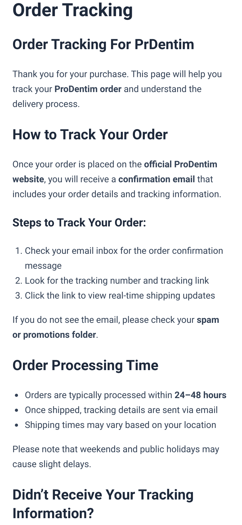 Order Tracking