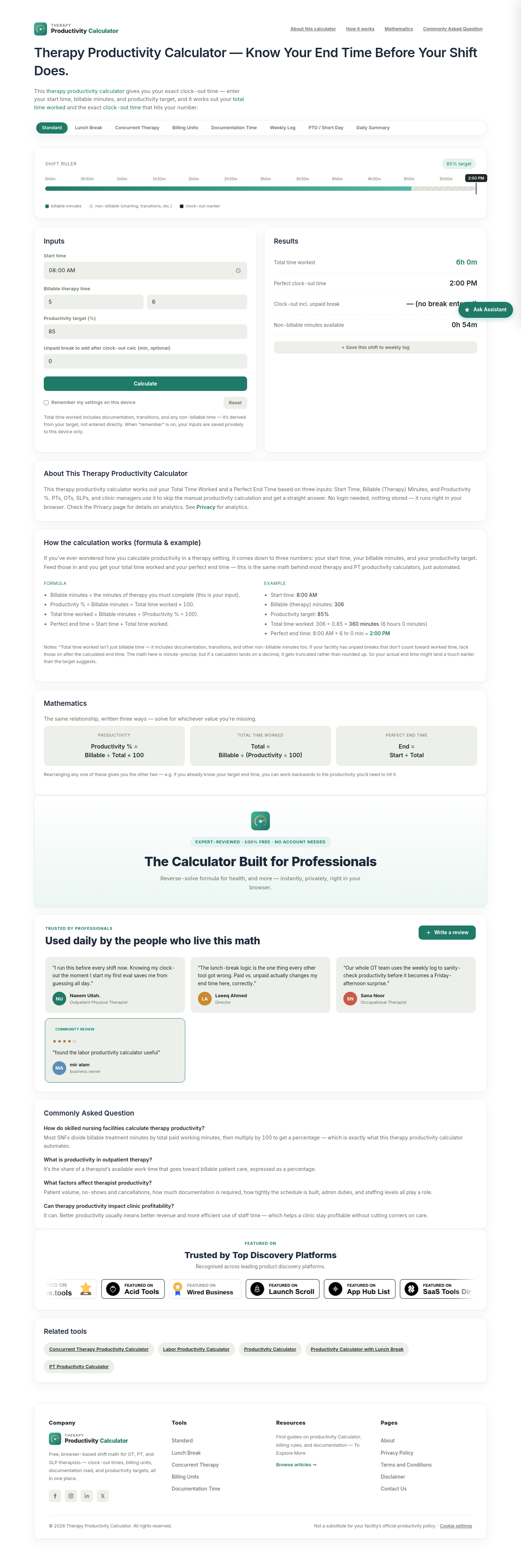 Logos section of productivitycalculator.pro