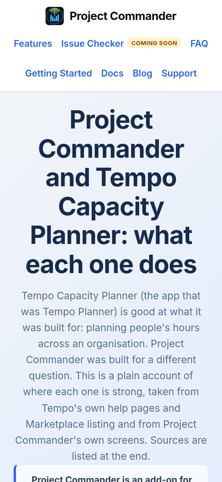 Compare Tempo Capacity Planner