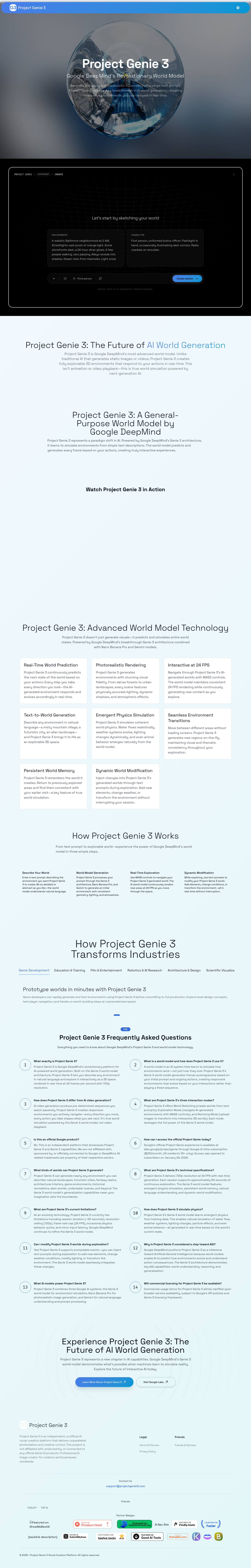 Nav section of projectgenie3.com