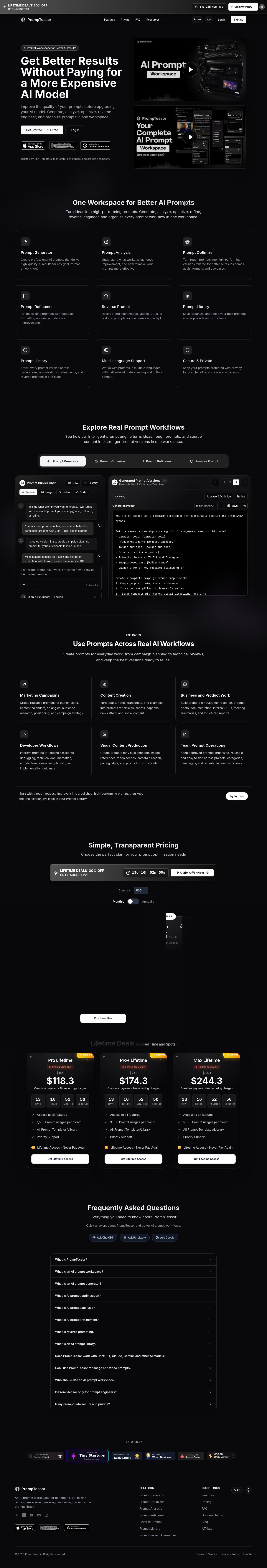 Nav section of promptessor.com