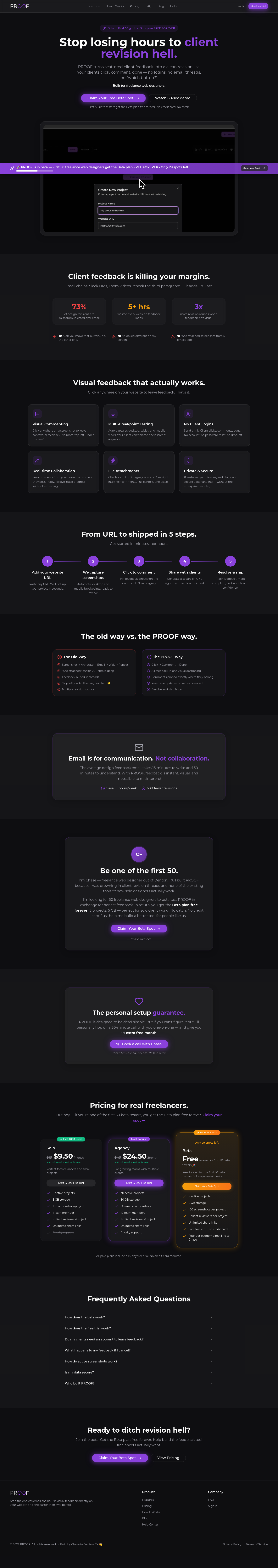 Nav section of proofapp.io